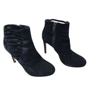 VIA SPIGA Ankle Boot Women 6M Black Suede Leather Stiletto 3.75" Cutout Designer